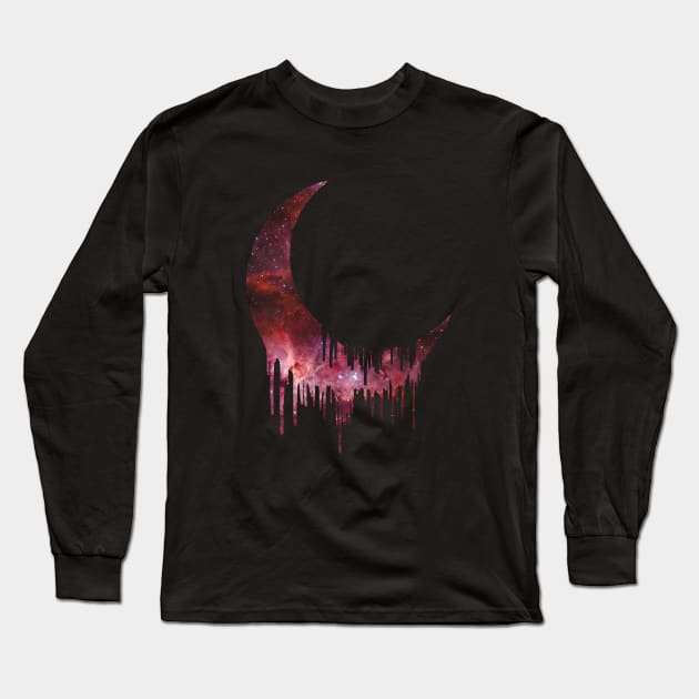 Galaxy moon dripping / melting (red galaxy) - universe / cosmos / space - gift idea Long Sleeve T-Shirt by Vane22april